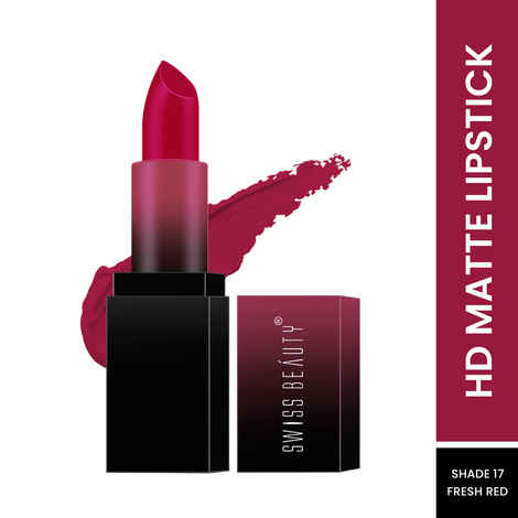 Buy Swiss Beauty HD Matte Lipstick Fresh Red 17 (3.5 g) - Purplle