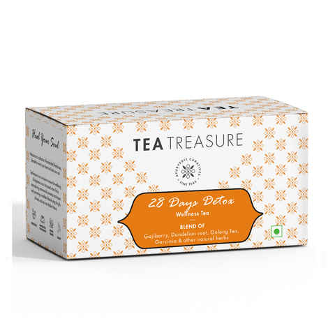 Buy Tea Treasure 28 Days Detox with Garcinia Combogia and Oolong for Weight Management, Belly Fat and Skin Glow - 1 TeaBox (18 Pyramid Tea Bags) - Purplle