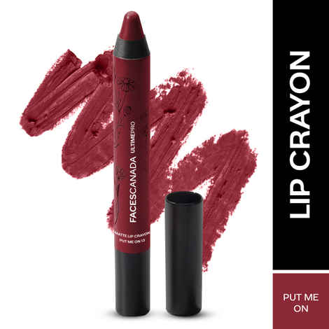 FACES CANADA Ultime Pro Matte Lip Crayon - Put Me On, 2.8 gm | Long Stay | Smooth Creamy Matte Texture | One Stroke Intense Color | Chamomile & Cocoa Butter Enriched