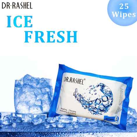 Buy Dr.Rashel Ice Fresh Wet Wipes Refreshing Cleansing Moisturising and Soothing Face Wipes (25 Wipes) - Purplle