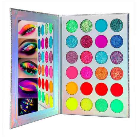 Buy DE ' LANCI Aurora Glow Eyeshadow Palette UV Blacklight Neon Eyeshadow Glow in the Dark 24 gm - Purplle