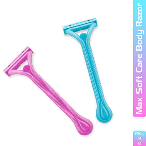Buy Max Soft Care Body Hair Removal Disposable Razor for Men and Women Assorted Colors (Pack Of 12) - Purplle