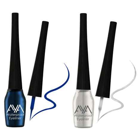 AYA Waterproof Eyeliner, Set of 2 (Blue and Silver)