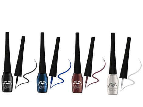 AYA Waterproof Eyeliner, Set of 4 (Black, Blue, Brown, Silver)