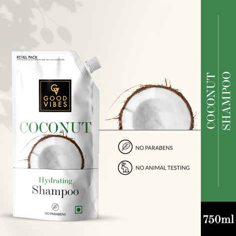 Buy Good Vibes Coconut Hydrating Shampoo Refill Pack (750 ml) - Purplle