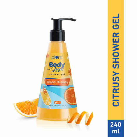 Plum BodyLovin' Trippin' Mimosas Shower Gel | SLS-Free Body Wash For Women & Men | Citrusy Fragrance for Soft & Smooth Skin | Aloe-Infused Nourishing Body Cleanser For All Skin Types (240 ml)