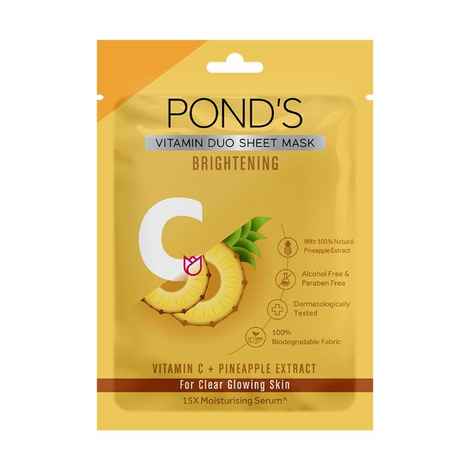 Ponds Vitamin C Brightening Clear Glowing Skin, 100% Natural Pineapple Sheet Mask, 25 ml