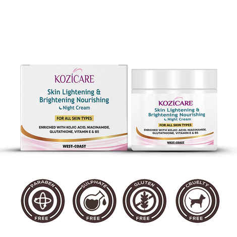 Buy Kozicare Skin Lightening & Brightening Nourishing Night Cream For All Skin Types a€“ 50 gm - Purplle