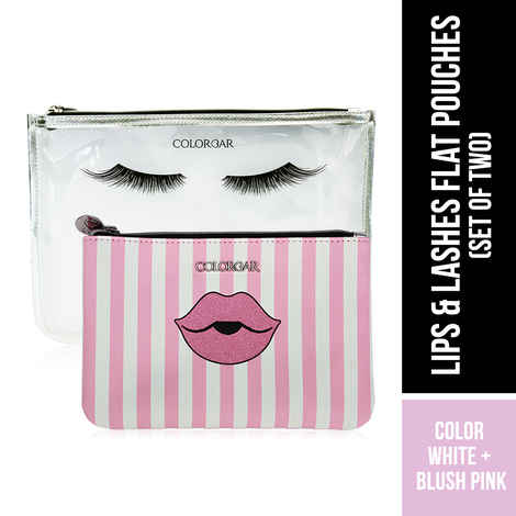 Buy Colorbar Lips & Lashes Flat Pouches (Set Of Two) - White+Blush Pink - Purplle