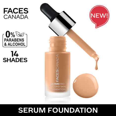 FACES CANADA Ultime Pro Second Skin Foundation - Rich Ivory 013, 15 ml | Lightweight Anti-Ageing Serum Foundation | 3X Lighter | Natural Matte Finish | Medium To High Coverage | SPF 15 | Non-Oily