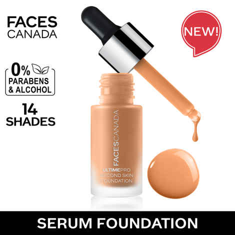 Buy FACES CANADA Ultime Pro Second Skin Foundation - Soft Sand 041, 15 ml | Lightweight Anti-Ageing Serum Foundation | 3X Lighter | Natural Matte Finish | Medium To High Coverage | SPF 15 | Non-Oily - Purplle