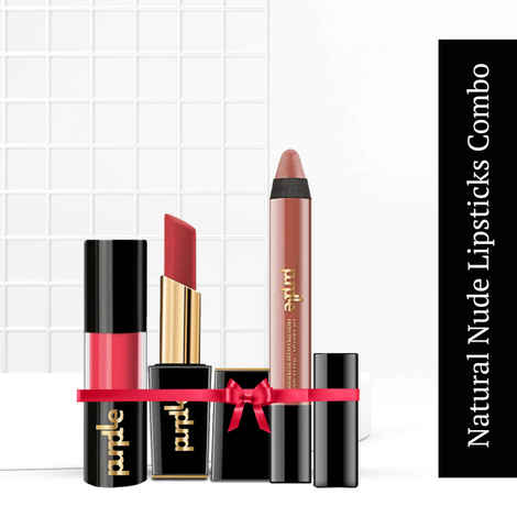 Buy Purplle- Natural Nude Lipsticks Combo Combo of 3 - Purplle
