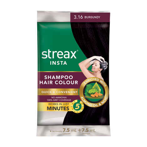 Buy Streax Insta Shampoo Hair Colour - Burgandy (15 ml) - Purplle
