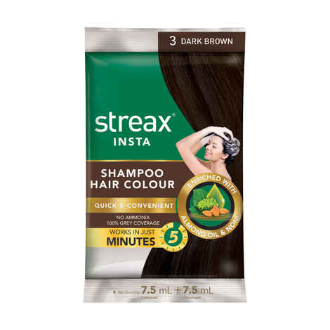 Buy Streax Insta Shampoo Hair Colour - Dark Brown (15 ml) - Purplle