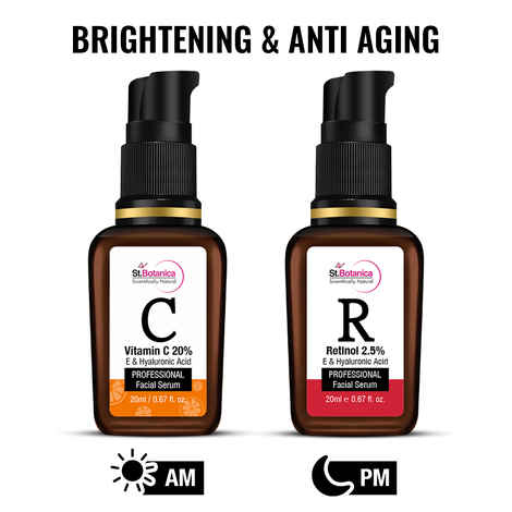 Buy StBotanica Brightening & Anti Aging Combo | Vitamin C 20% Face Serum + Retinol 2.5% Face Serum (20 ml Each) - Purplle