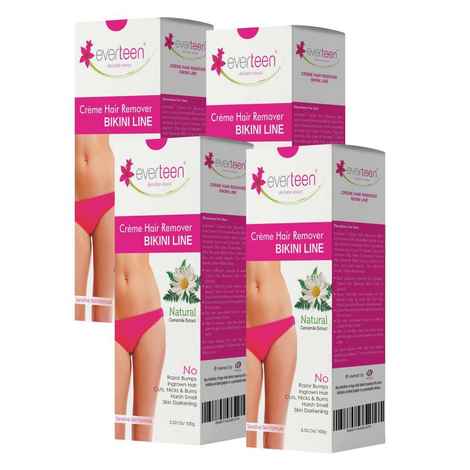 Buy everteen NATURAL Hair Removal Cream with Chamomile for Bikini Line & Underarms in Women and Girls | No Harsh Smell, No Skin Darkening, No Rashes | 4 Pack 400g with Spatula and Coin Tissues - Pack of 4 - Purplle
