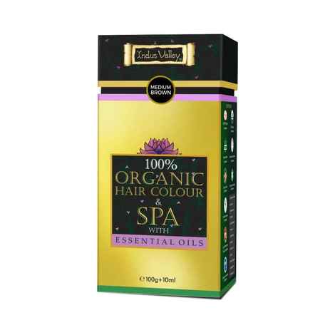 Buy Indus Valley 100% Oragnic hair colour & spa with essential oil-Medium Brown 100 gm+10 ml - Purplle