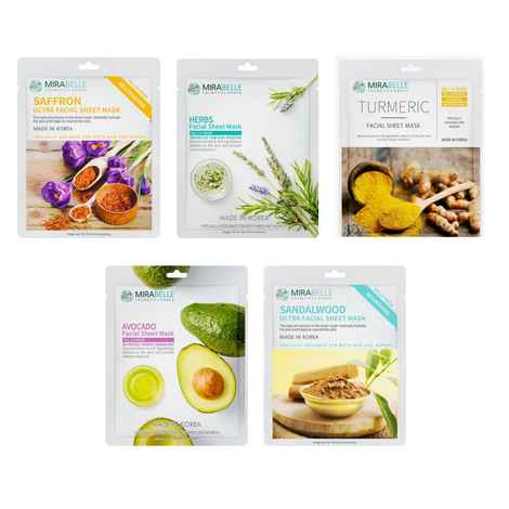 Buy Mirabelle Bright skin Facial Sheet Mask ( Pack of 5 ) - Purplle