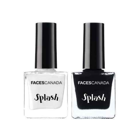 Buy Faces Canada Splash Nail Enamel White O White & Black Beauty 18 ml - Purplle