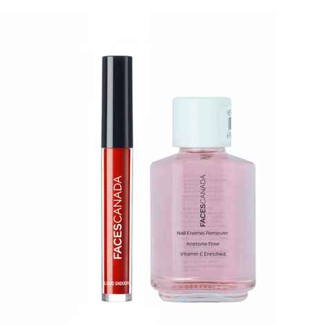 Buy Faces Canada Liquid Sindoor Red & Nail Enamel Remover Transparent 32.5 ml - Purplle
