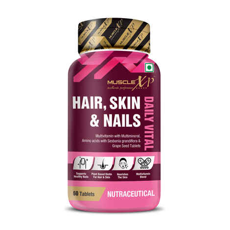 Buy MuscleXP Biotin Hair, Skin & Nails Complete MultiVitamin With Amino Acids - 60 Tablets - Purplle