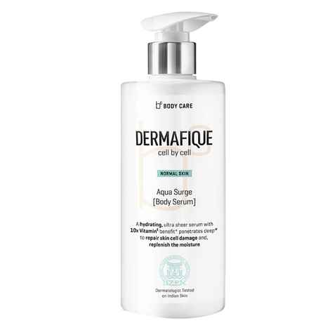 Buy Dermafique Aquasurge Body Serum, 300 ml - for Normal Skin - Hydrating and Moisturing Body Lotion - With 10 X Vitamin E - Repairs skin cell damage - Dermatologist Tested - Purplle
