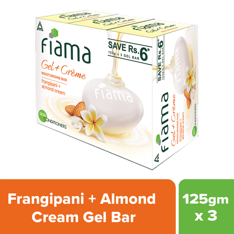 Buy Fiama Gel + Creme Moisturising Bar, Frangipani and Almond Cream, for creamy indulgence, 125 g (Pack of 3) - Purplle