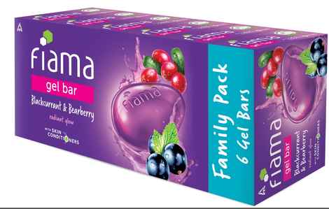 Buy Fiama Gel Bar Blackcurrant and Bearberry, with skin conditioners for moisturized skin 125g soap (Pack of 6) - Purplle