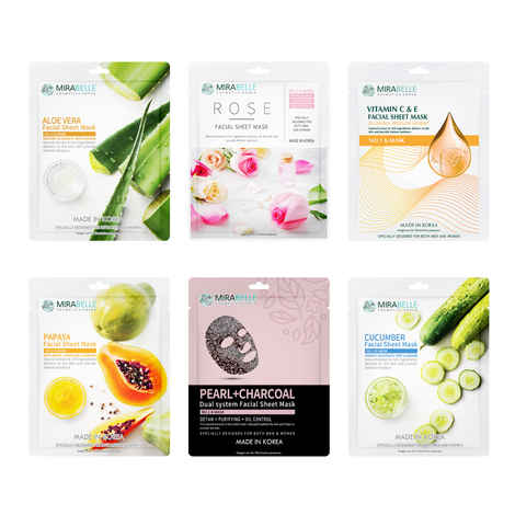 Buy MIRABELLE COSMETICS KOREA Sensitive Skin Face Sheet Mask Combo Pack Of 6 (25 ml) - Purplle