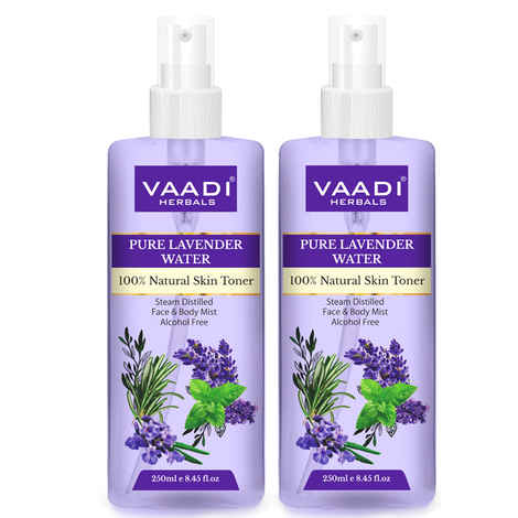 Vaadi Herbals Pack of 2 Lavender Water -100% Natural & Pure Skin Toner (250 ml x 2)