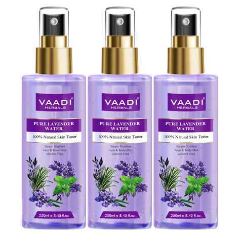 Buy Vaadi Herbals Pack of 3 Lavender Water -100% Natural & Pure Skin Toner (250 ml x 3) - Purplle
