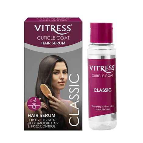 Vitress Cuticle Coat Classic Hair Serum, Instant Hair Transformation, Damage & Frizz Control Hair Serum for Women, Satin-Soft Touch, Livelier Shine, Easy-To-Manage, For Dry and Frizzy Hair, Suitable For All Hair Types, 50 ml