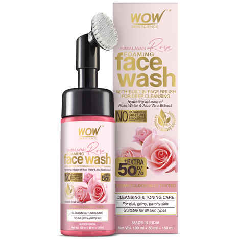 Buy WOW Skin Science Himalayan Rose Foaming Face Wash with Built-in Face Brush (150 ml) - Purplle