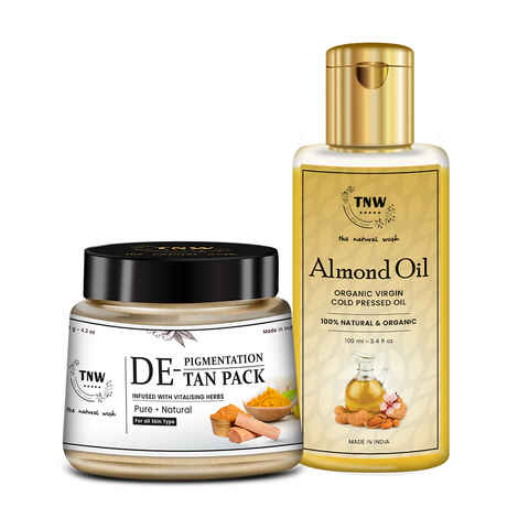Buy TNW-The Natural Wash Combo of Pure Almond Oil & Skinfix Tan Removal Pack | Oil Rich In Vitamin E For Face ,Skin And Hairs 100 ml | Depigmentation For Glowing Skin,Oil Control, Acne Pimples 120G - Purplle