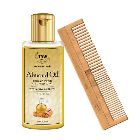 Buy TNW-The Natural Wash Combo of Pure Almond Oil & Neem Comb | Oil Rich In Vitamin E For Face ,Skin And Hairs 100 ml | Wooden Neem Comb , Elminiates Infections And Toxins - Purplle