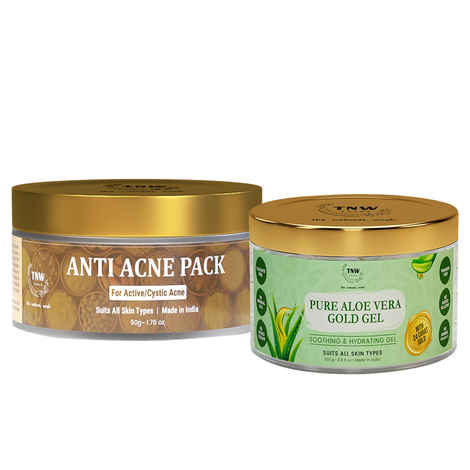 Buy TNW-The Natural Wash Combo of Pure Aloe Vera Gold Gel & Anti Acne Face Pack | Beauty Gel For Acne ,Scars,Sunburn Treatment Prevents Dark Spots, 100 ml |Pack With Pimple Clearing Treatment 50G - Purplle