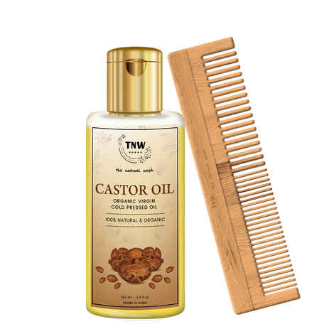 Buy TNW-The Natural Wash Combo of 100 % Pure Castor Oil & Neem Comb | Castor Oil For Hair ,Skin,Eyelashes And Nails 100 ml | Wooden Neem Comb , Elminiates Infections And Toxins - Purplle