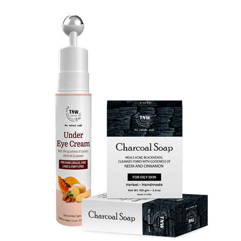 Buy TNW-The Natural Wash Charcoal Soap and Under Eye Cream for Clear Skin and Dark Circle Removal Combo of 2 - Purplle
