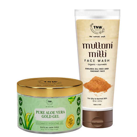 Buy TNW-The Natural Wash Combo of Pure Aloe Vera Gold Gel & Multani Mitti Face Wash |Gel For Acne ,Scars Prevents Dark Spots, 100 ml | Face Wash For Normal To Oily Skin With Aloe Vera And Kesar -100 ml - Purplle