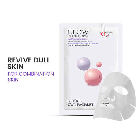 O3+ Facialist Glow Face Sheet Mask Healthier radiant skin.Hydrated & awakened skin.Minimised brown spots & freckles.Dull combination skin.(1 pcs 30 gm)