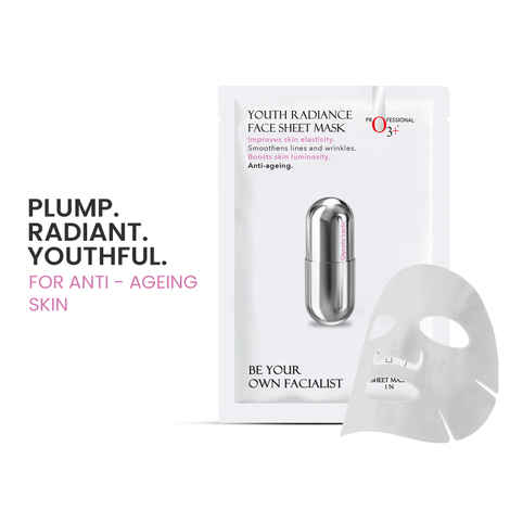 Buy O3+ Facialist Youth Radiance Sheet Mask with Glycolic Acid for Fine Lines, Wrinkles & Glowing Skin Ideal for All Skin Types (30g) - Purplle