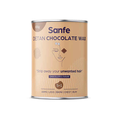 Buy Sanfe Detan Chocolate Wax for Smooth Hair Removal - 600gm Chocolate extracts | Removes Tan Dead Skin - Purplle