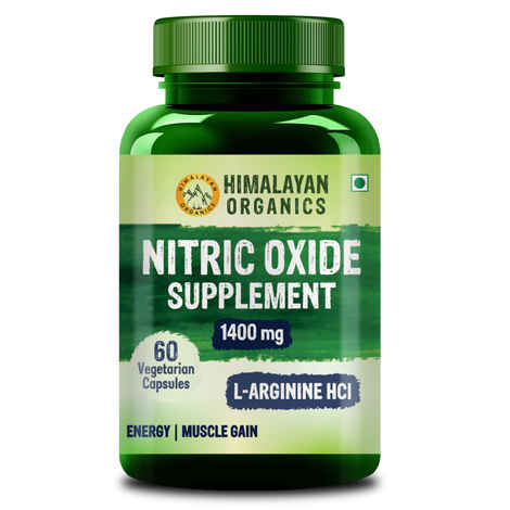 Buy Himalayan Organics Nitric Oxide Supplement with L- Arginine HCI 1400mg/Serve with Caffeine | Muscle Growth, Stamina, Recovery, Energy & Immunity | 60 Veg Capsules - Purplle