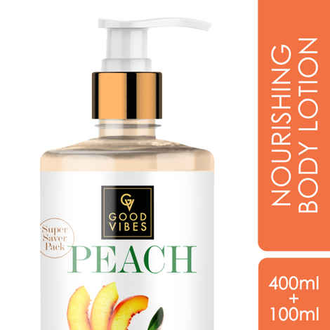 Buy Good Vibes Peach Nourishing Body Lotion (400ml + 100 ml free) - Purplle