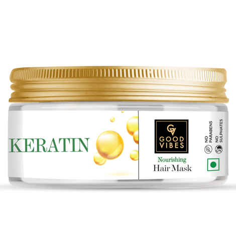 Buy Good Vibes Keratin Nourishing Hair Mask | With Shea Butter | Hair Shine, Softening | No Parabens, No Sulphates, No Animal Testing (200 g) - Purplle