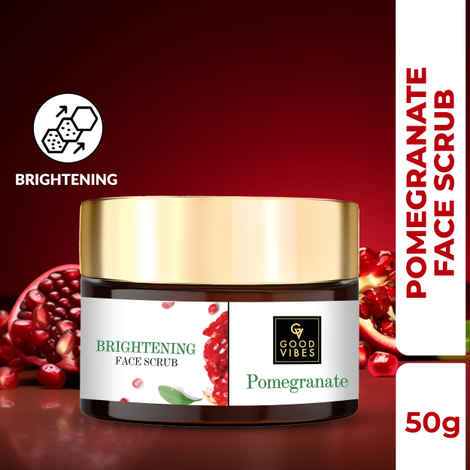Buy Good Vibes Pomegranate Brightening Face Scrub | Anti-Ageing, Sun Protection | With Almond Oil | No Parabens, No Sulphate, No Mineral Oil (50 gm) - Purplle