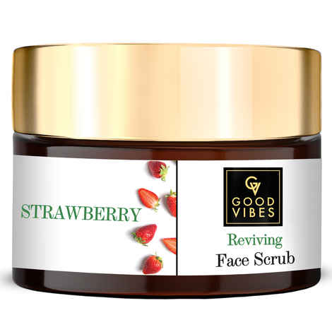Buy Good Vibes Strawberry Reviving Face Scrub | Removes Dirt & Impurities, Suitable For Dull Skin | No Parabens, No Sulphates, No Mineral Oil, No Animal Testing (50 g) - Purplle