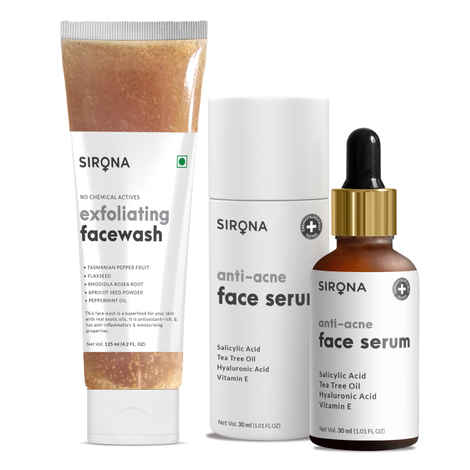 Buy Sirona Exfoliating Face Wash with Anti-Acne Face Serum 2 Pcs - Purplle