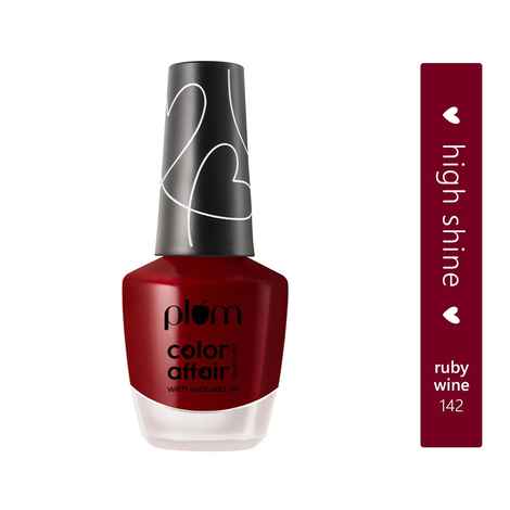 Buy Plum Color Affair Nail Polish - Ruby Wine - 142 | 7-Free Formula | High Shine & Plump Finish | 100% Vegan & Cruelty Free - Purplle