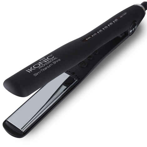 Buy Ikonic Hair Straigtner - Slim Titanium Shine | Black | Ceramic | Corded Electric | Hair Type - All | Heating Temperature - Up To 230 Degrees Celsius - Purplle
